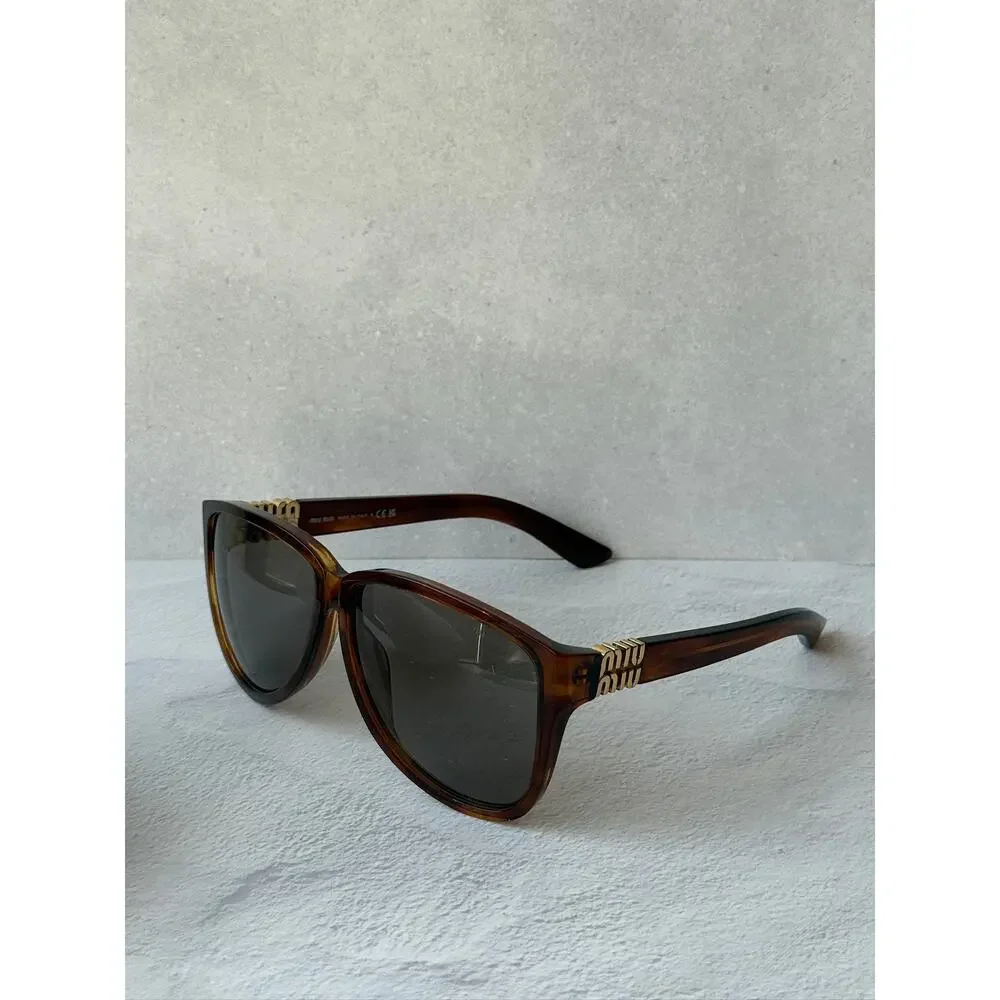 NEW Miu Miu MU A08S Striped Tobacco Oversized Sunglasses $578